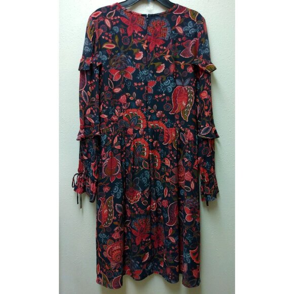 LOFT Women’s Hydrangea Bouquet Floral Ruffle Fit & Flare Dress Size 6 - Picture 5 of 10